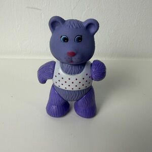 Vintage Remco Purple Bear Rubber Figure Toy 1994 Polka Dot Shirt 3.5” Animal